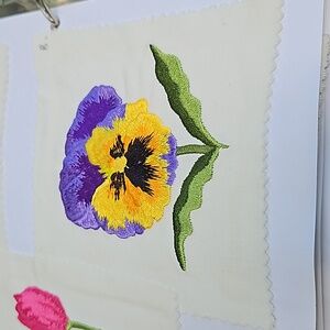 Handmade machine embroidery flower patch